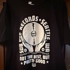 SUb Pop T-shirt ,  store shirt. Black, Seattle Wa record store